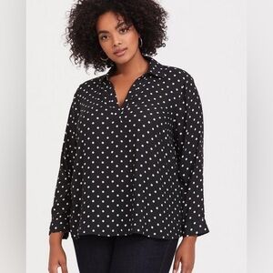 Torrid Crepe Collared Pullover Blouse